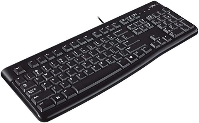 Logitech K120 Wired Keyboard for Windows, Plug and Play, Full-Size, Spill-Resistant, Curved Space Bar